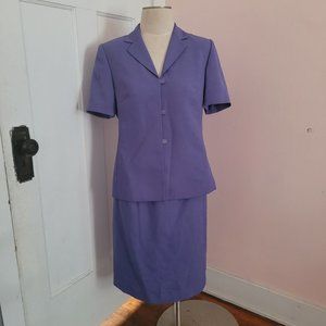 Dillard's By Kasper Womens Purple Skirt Suit Short Sleeve Jacket Size 8
